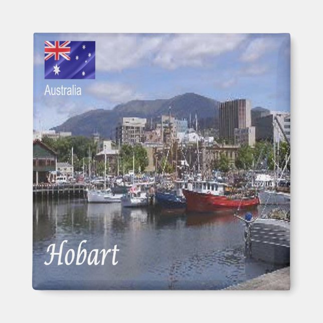 zAU096 HOBART, Harbour, Australien, Oceanien, Frid Magnet (Framsidan)