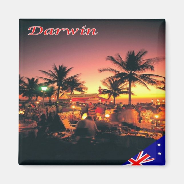 zAU100 DARWIN by Night, Australia, Oceania, Fridge Magnet (Framsidan)
