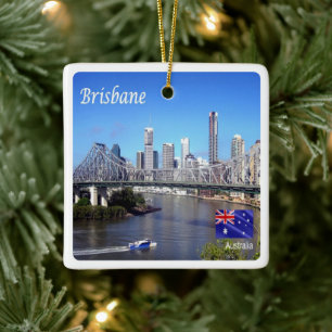 zAU103 BRISBANE, Australien, Oceanien Julgransprydnad Keramik
