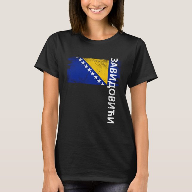 Zavidovici Bosnia Flag For Bosnian Men Women Kids T Shirt (Framsida)