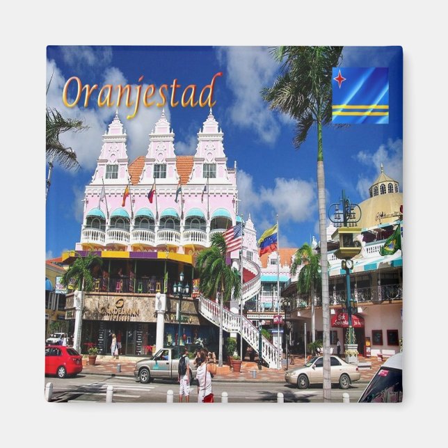 zAW004 ORANJESTAD, Royal Plaza, Aruba, Fridge Magnet (Framsidan)