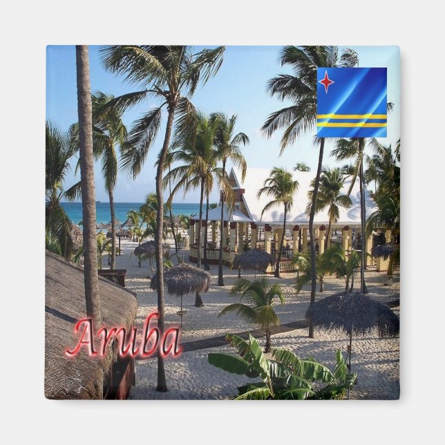 zAW007 ARUBA, Manchebo Beach, Fridge Magnet (Framsidan)