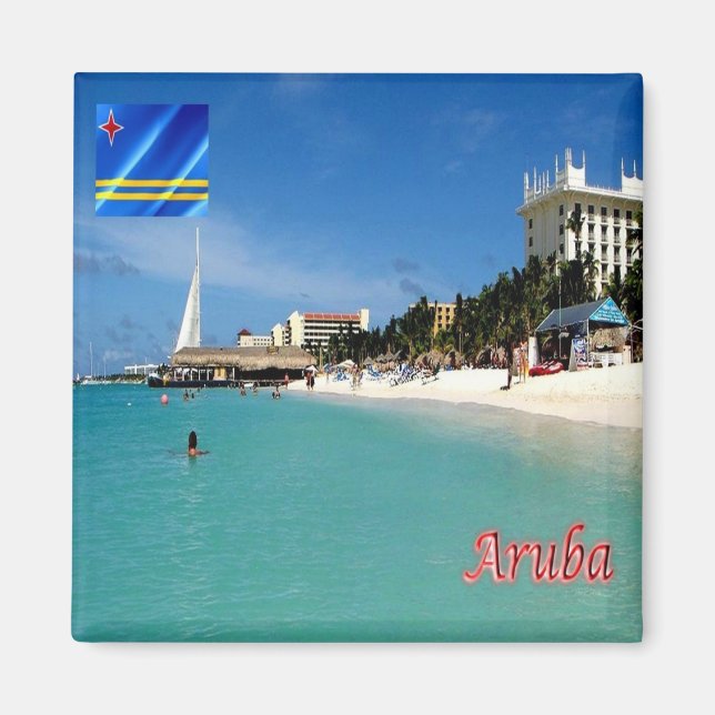 zAW008 ARUBA, Handflatan Beach, Panorama, Fridge Magnet (Framsidan)