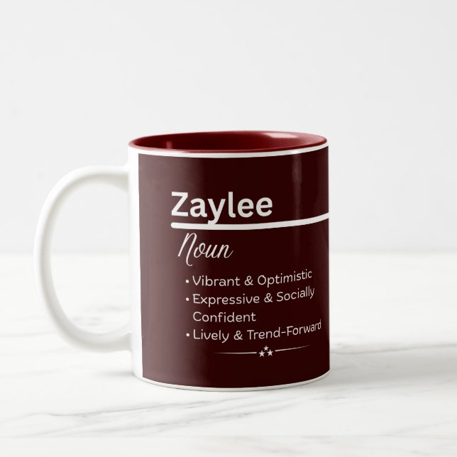 Zaylee Personalized Girl Name Meaning Coffee Mug Två-Tonad Mugg (Vänster)