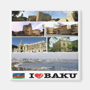 ZAZ009 I Kärlek BAKU, Azerbajdzjan, Asien. Fridge Magnet