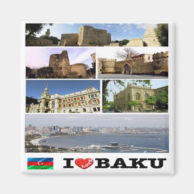 ZAZ009 I Kärlek BAKU, Azerbajdzjan, Asien. Fridge Magnet (Framsidan)