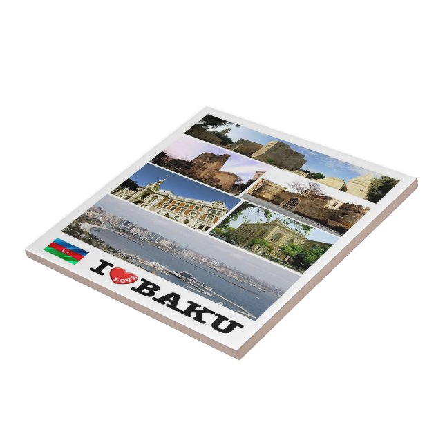 ZAZ009 I Kärlek BAKU, Azerbajdzjan, Asien. Kakelplatta (Sidan)