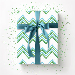 Zaza Chevron-våg i grönt och akvatisk Presentpapper