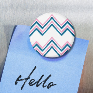 Zaza Chevron-våg i rosa och djupt akvamarinmagnet Magnet