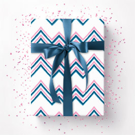 Zaza Chevron Wave i rosa och djupt akvamarin Presentpapper