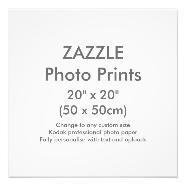 Zazzle-Anpassningsbar 20 x 20-tums fotoutskriftsma Fototryck (Framsidan)