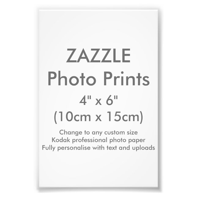 Zazzle-Anpassningsbar 4 x 6-tums fotoutskriftsmall Fototryck (Framsidan)