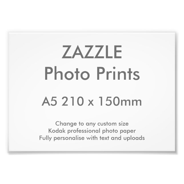 Zazzle-Anpassningsbar A5 21 x 15 cm fotoutskrift Fototryck (Framsidan)