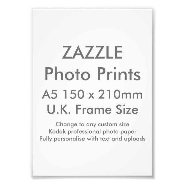 Zazzle Anpassningsbar A5 Photo Print UK Ram Storle Fototryck (Framsidan)