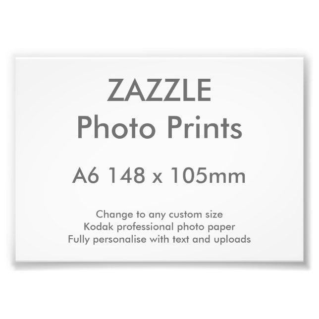 Zazzle-Anpassningsbar A6 14,8 x 10,5 cm Fotoutskri Fototryck (Framsidan)
