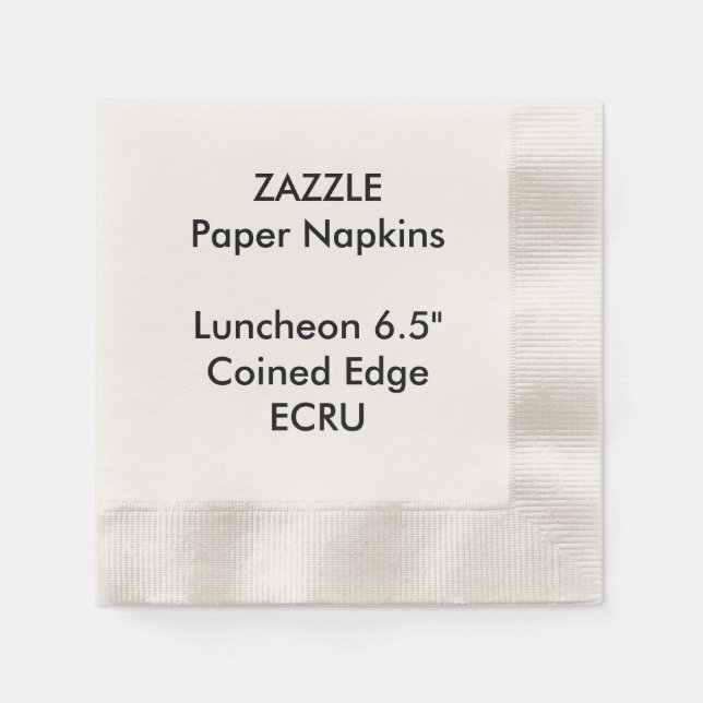 ZAZZLE Anpassningsbar ECRU Kodade Pappra servetter (Framsidan)