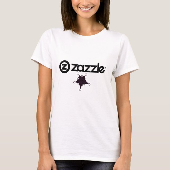 Zazzle_logo _onvit, stjärna - svart tee shirt (Framsida)