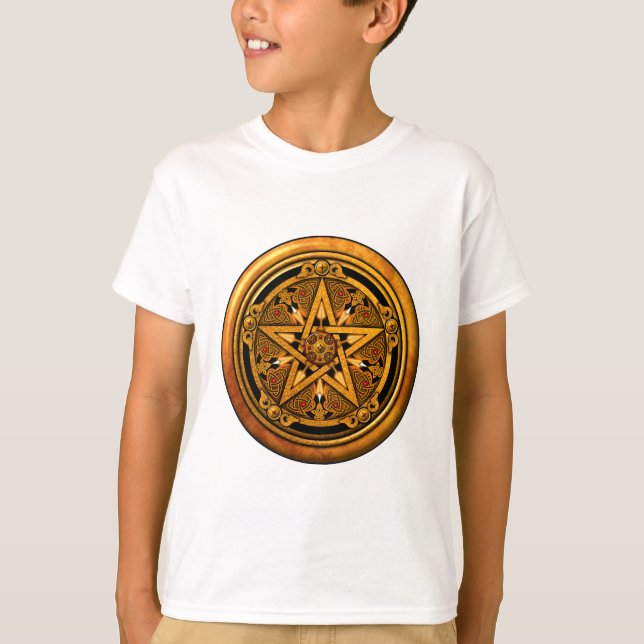 Zazzle - manlig guld- pentacle-noback tee shirt (Framsida)