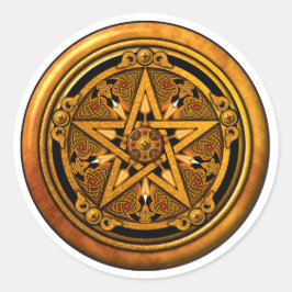 Zazzle - Masculine Guld Pentacle-noback Runt Klistermärke