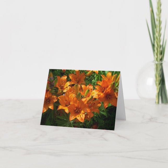 Zazzle Orange Blommigt Blank Notecard Kort (Framsida)