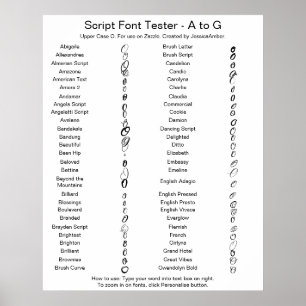 Zazzle Script Font A - G Jämförelse - Versal O Poster