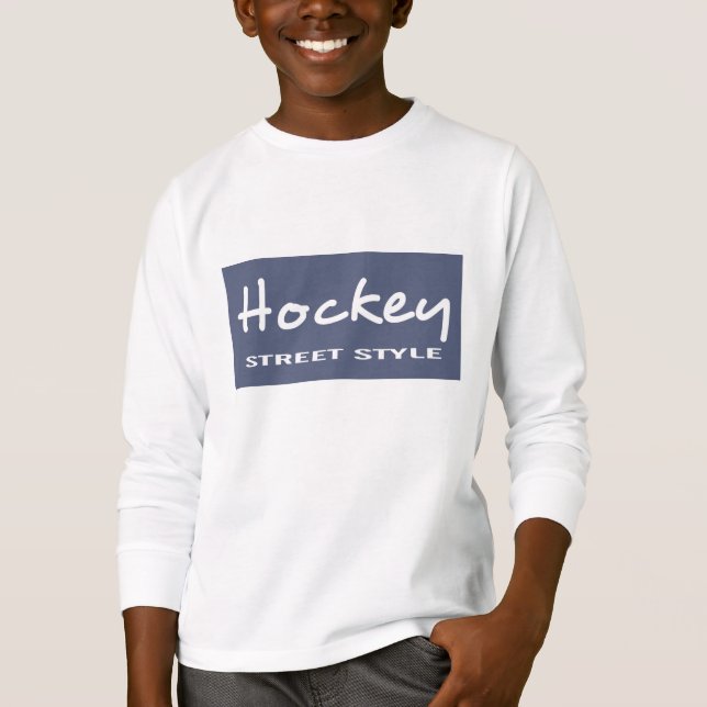 Zazzle Unisex Kids Hockey LS Tee (Framsida)