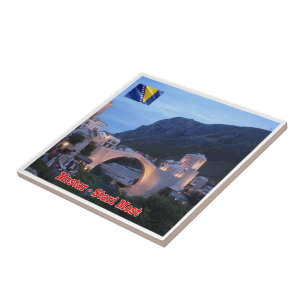 zBA009 MOSTAR STARI MOST Bosnien och Hercegovina. Kakelplatta