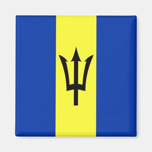 zBB001 BARBADOS Flagga, Amerika, Fridge Magnet (Framsidan)