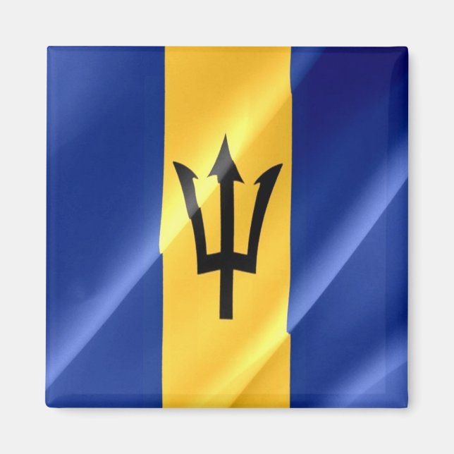 zBB002 BARBADOS, Wave Flagga, America, Fridge Magnet (Framsidan)