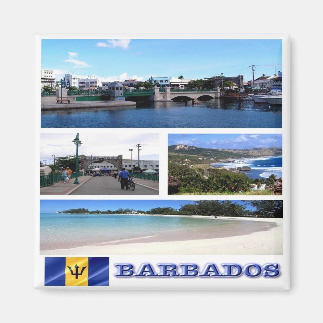 zBB003 BARBADOS, Mosaic, Amerika, Fridge Magnet (Framsidan)