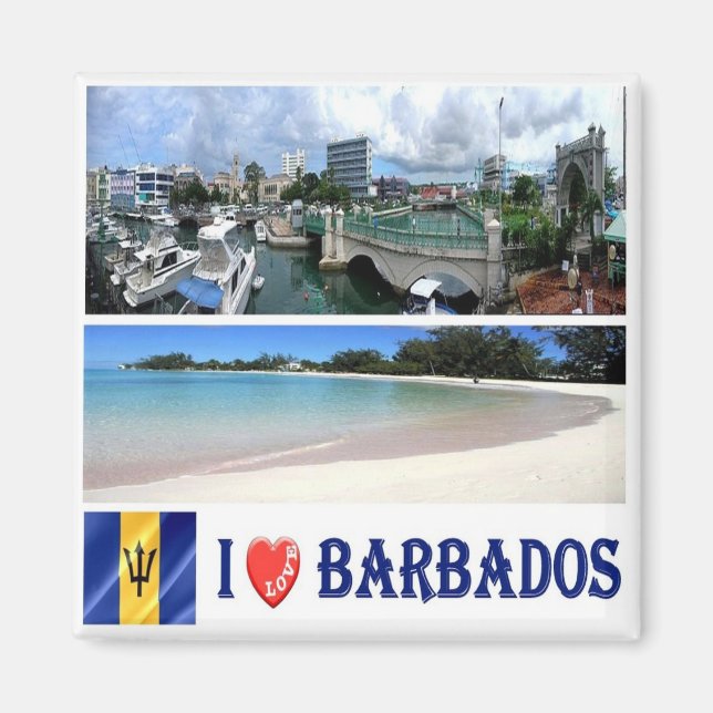 zBB005 BARBADOS I Kärlek, Mosaic, Bridgetown, Frid Magnet (Framsidan)