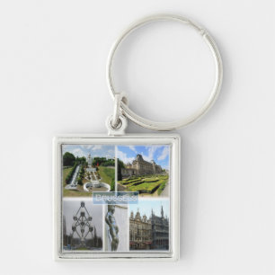 zBE005 BRYSSEL, Manneken Pis, Belgien Fyrkantig Silverfärgad Nyckelring