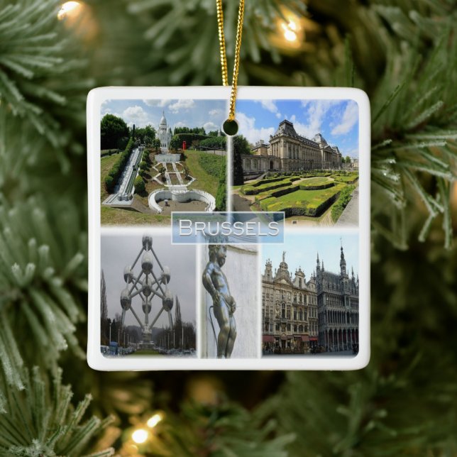 zBE005 BRYSSEL, Manneken Pis, Belgien Julgransprydnad Keramik (Träd)