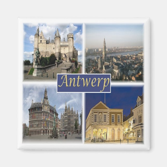 zBE008 ANTWERP Belgium, Fridge Magnet (Framsidan)