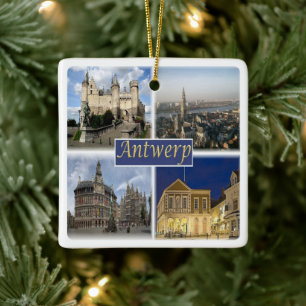 zBE008 ANTWERP Belgium Julgransprydnad Keramik