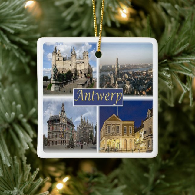 zBE008 ANTWERP Belgium Julgransprydnad Keramik (Träd)