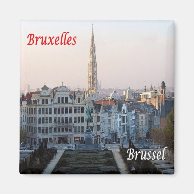 zBE031 BRYSSELS BRUXELLES panorama Belgium Fridge Magnet (Framsidan)