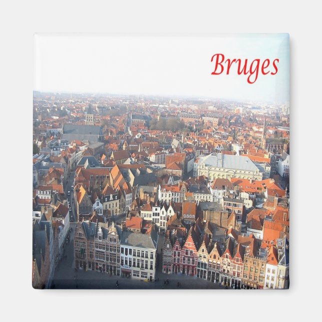 zBE033 BRUGES View från Belfry Belgium Fridge Magnet (Framsidan)