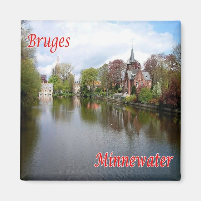 zBE036 BRUGES Minnewater l, Belgien, Fridge Magnet (Framsidan)