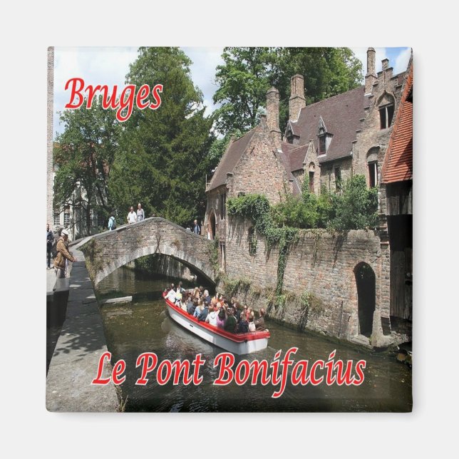 zBE041 BRUGES Boniface Bridge, Belgien, Fridge Magnet (Framsidan)