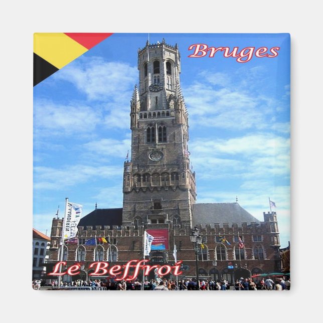 zBE048 BRUGES The Belfry - Belgium - Fridge Magnet (Framsidan)