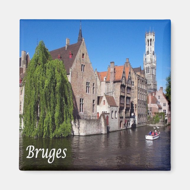 zBE052 BRUGES-kanalen, Belgien, Fridge Magnet (Framsidan)