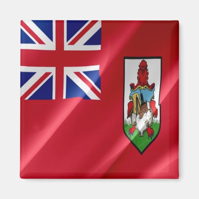 zBM002 BERMUDA, Wave Flagga, Amerika, Fridge Magnet (Framsidan)