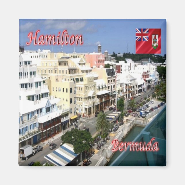zBM004 HAMILTON, Front Street, Bermuda, Fridge Magnet (Framsidan)