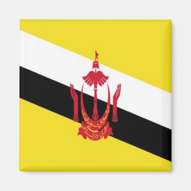 zBN001 Bruneian FLAGGA Brunei, Fridge Magnet (Framsidan)