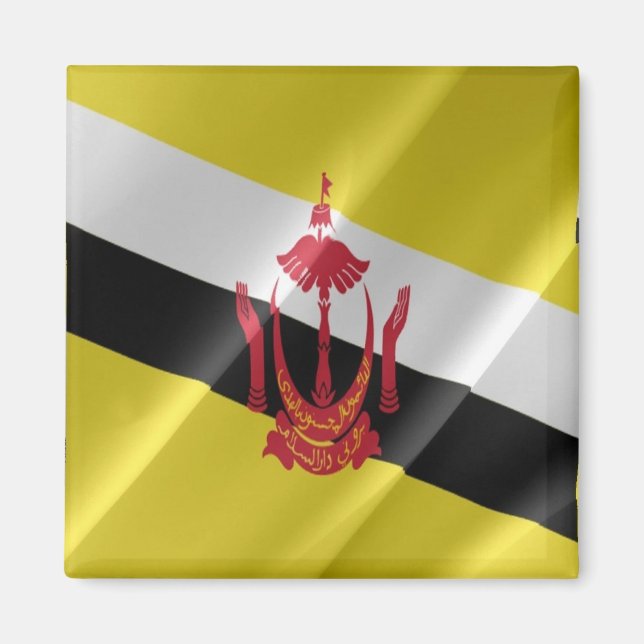 zBN002 Bruneian wave FLAGGA Brunei, Fridge Magnet (Framsidan)
