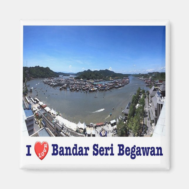 zBN004 I Kärlek BANDAR SERI BEGAWAN, Brunei, Fridg Magnet (Framsidan)