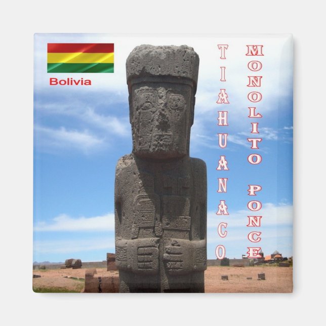 zBO006 TIAHUANACO, Ponce Monolith, Bolivia, Fridge Magnet (Framsidan)