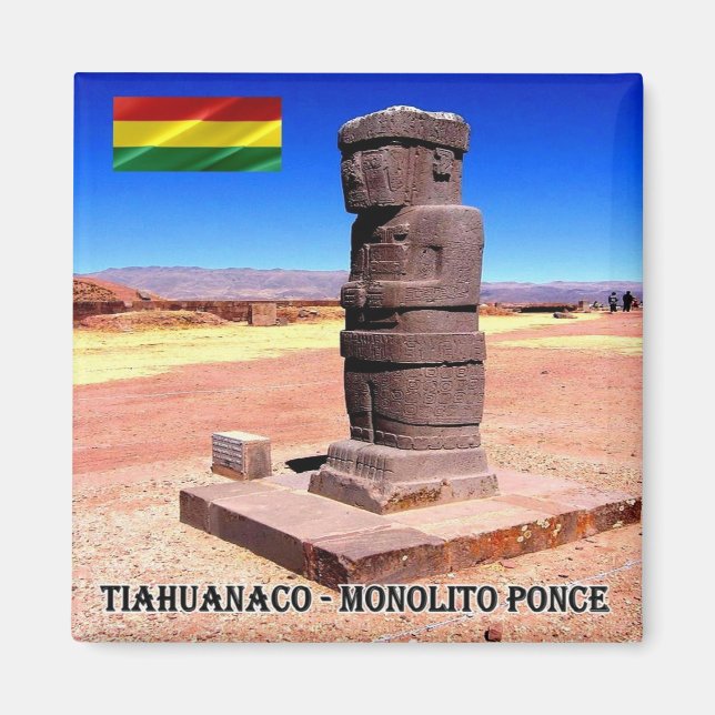 zBO015 TIAHUANACO, Ponce Monolith, Boliva, Fridge Magnet (Framsidan)