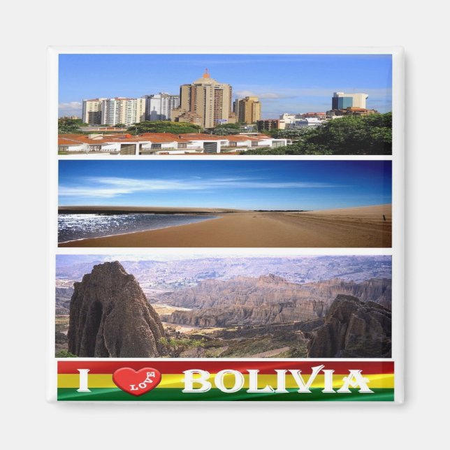 zBO016 BOLIVIA I Kärlek, Amerika, Fridge Magnet (Framsidan)